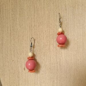 Free with Purchase, Pink and Cream Beaded Earrings